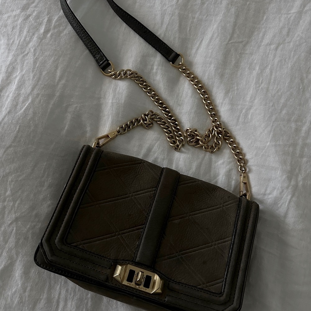 Elegant Olive Green Quilted Chain Bag